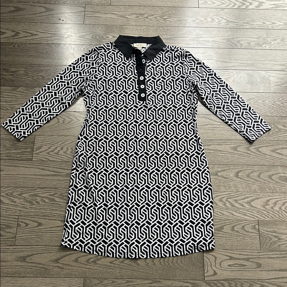 Charlie Paige Black and White Patterned Dress
